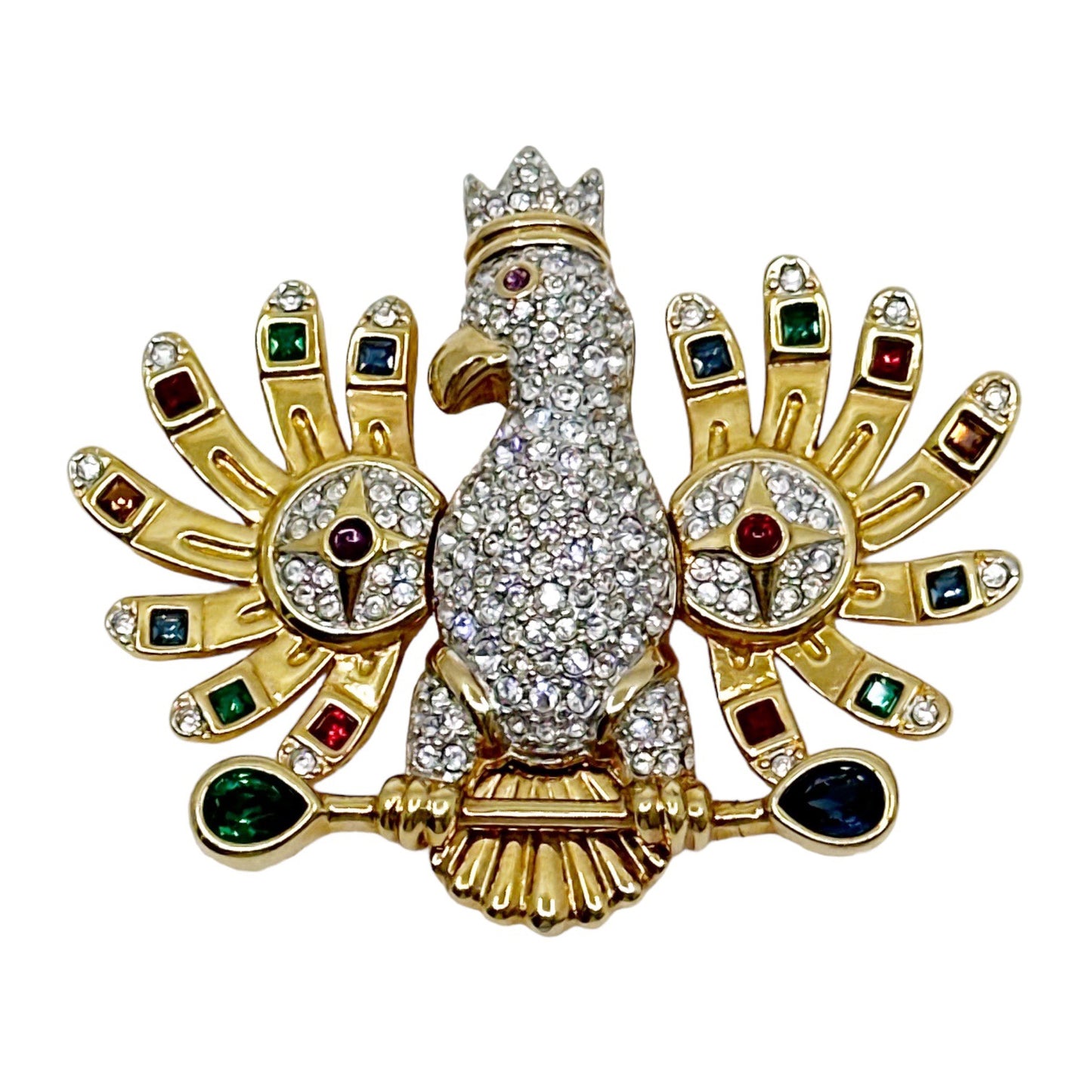 Swarovski  Crystal Gold plated Regal Imperial Eagle Bird Brooch