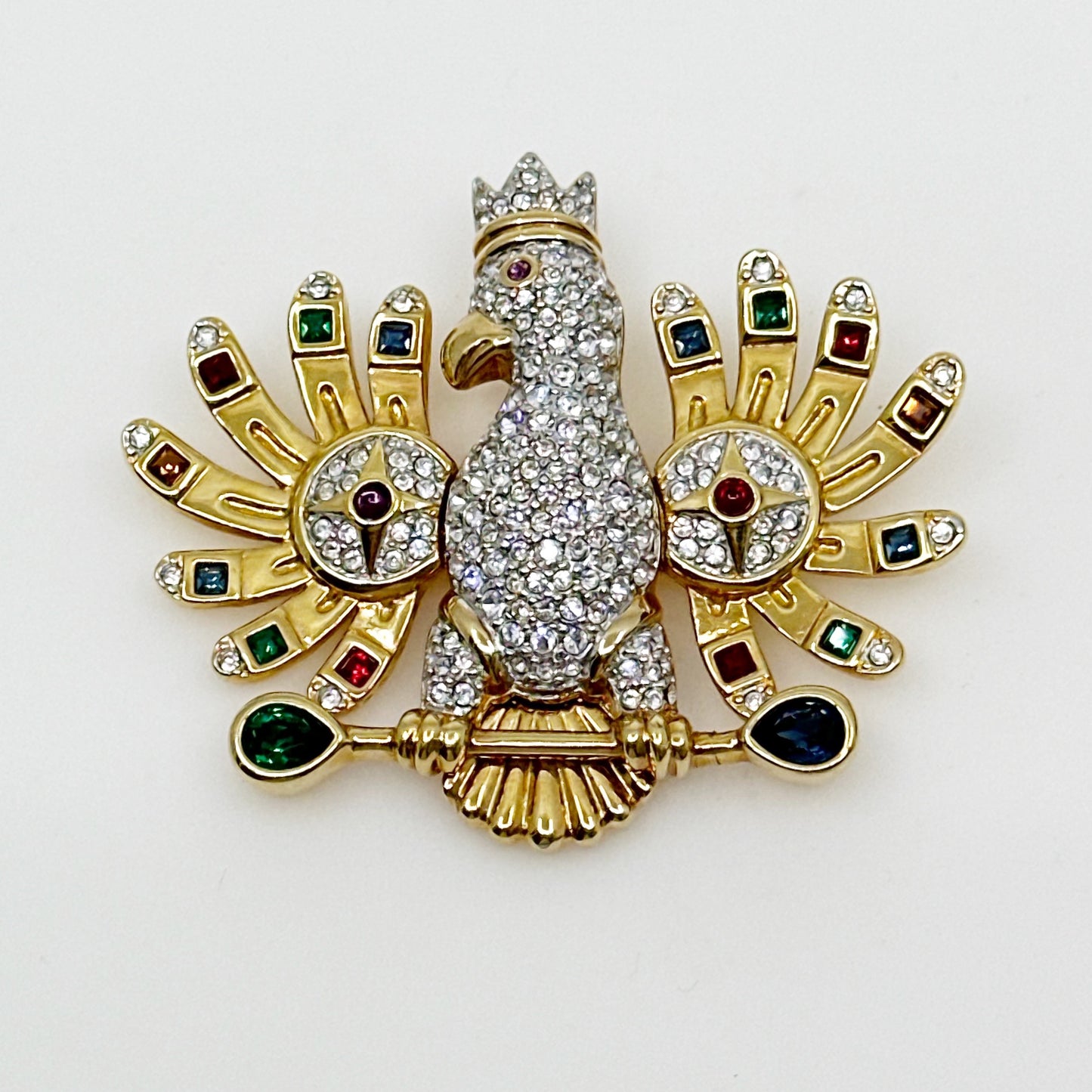 Swarovski  Crystal Gold plated Regal Imperial Eagle Bird Brooch