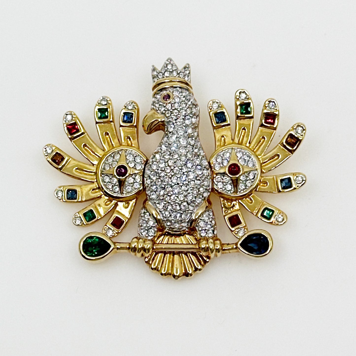 Swarovski  Crystal Gold plated Regal Imperial Eagle Bird Brooch