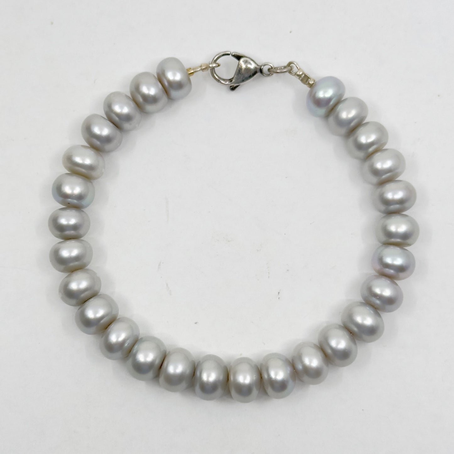 sterling silver 10mm freshwater gray pearl bead bracelet