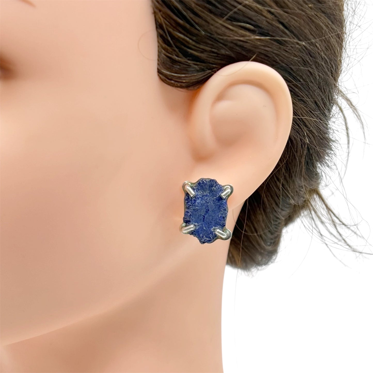 The Dreamer sterling silver azulite slab stud earrings - GM9