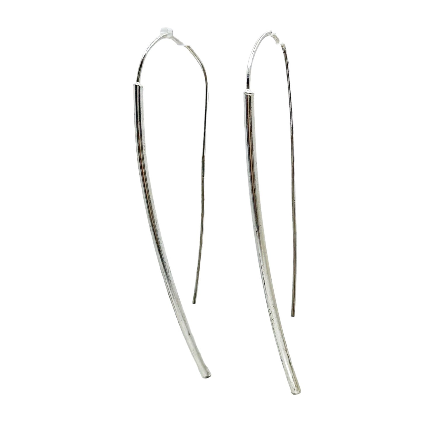 Hand made sterling silver long earrings