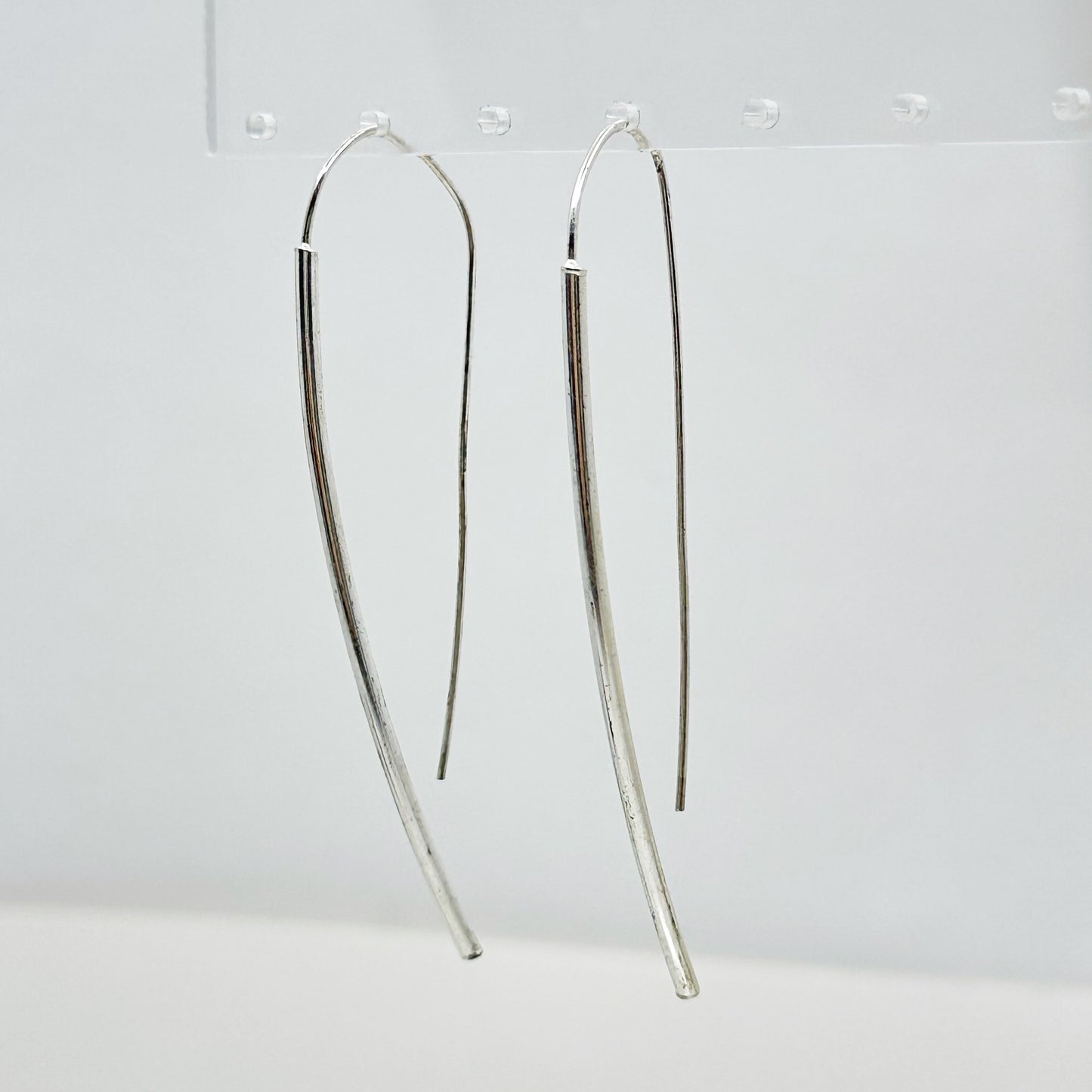 Hand made sterling silver long earrings