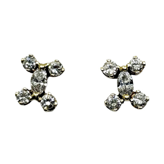 Hand Made 14k gold 1.25 carat diamond CC stud earrings - GM907