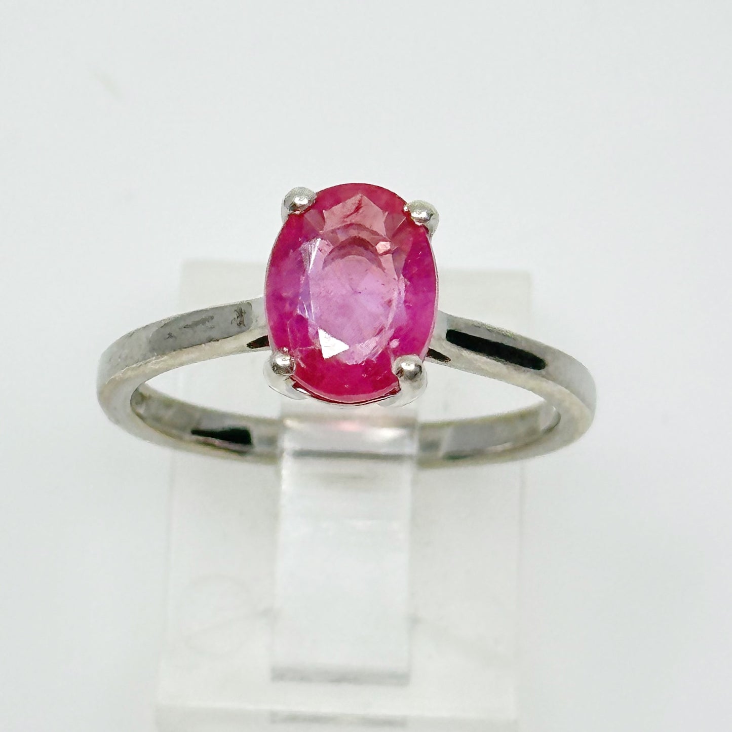 Sterling silver natural ruby ring