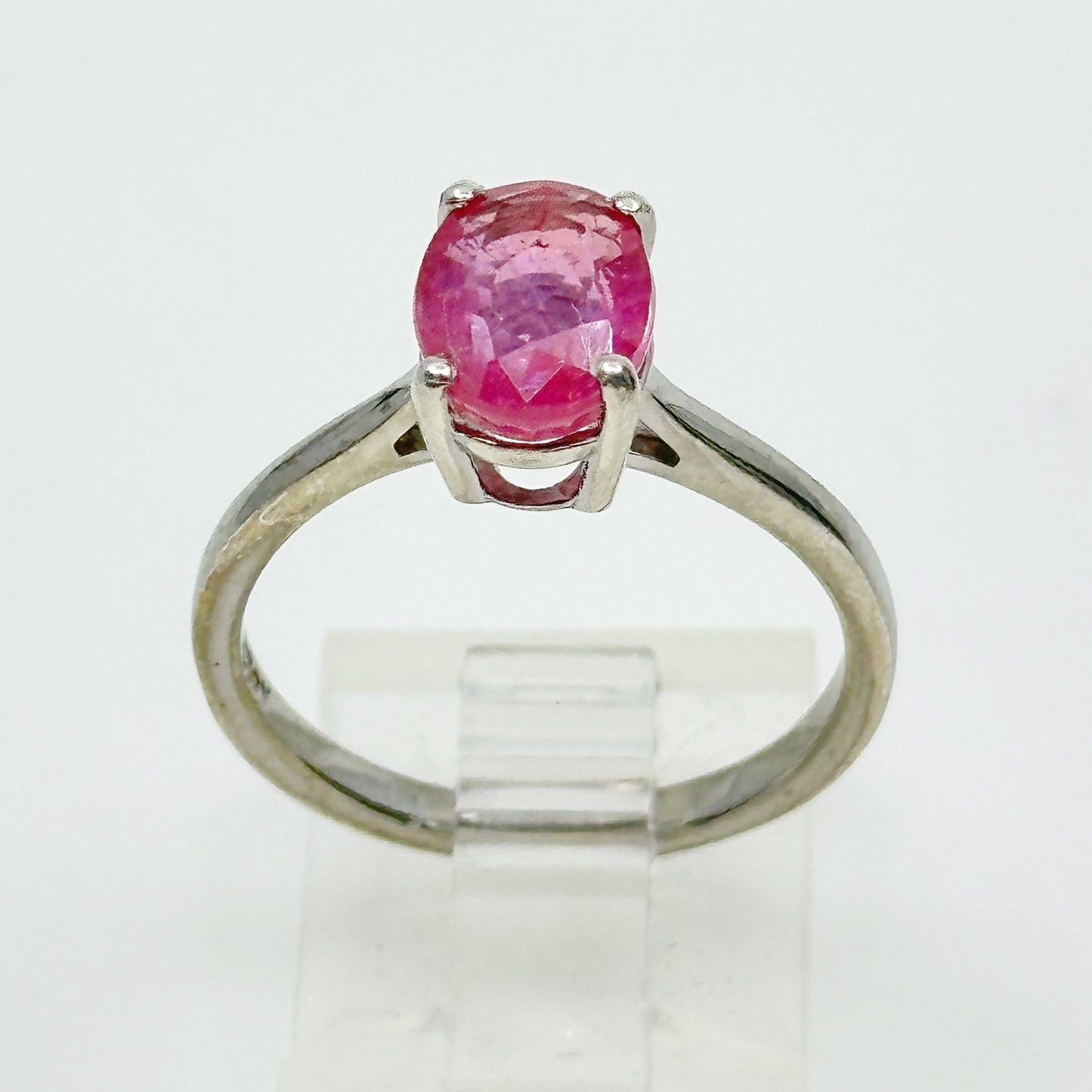 Sterling silver natural ruby ring