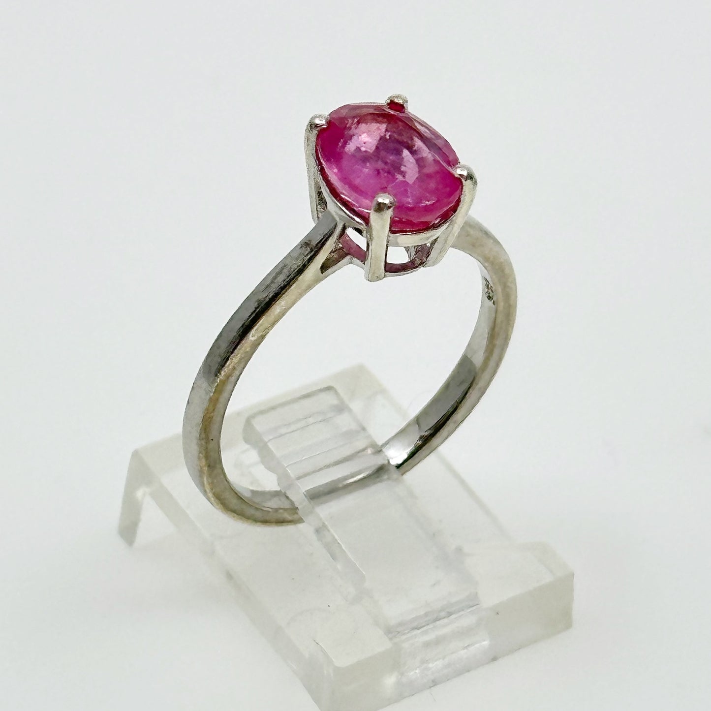 Sterling silver natural ruby ring