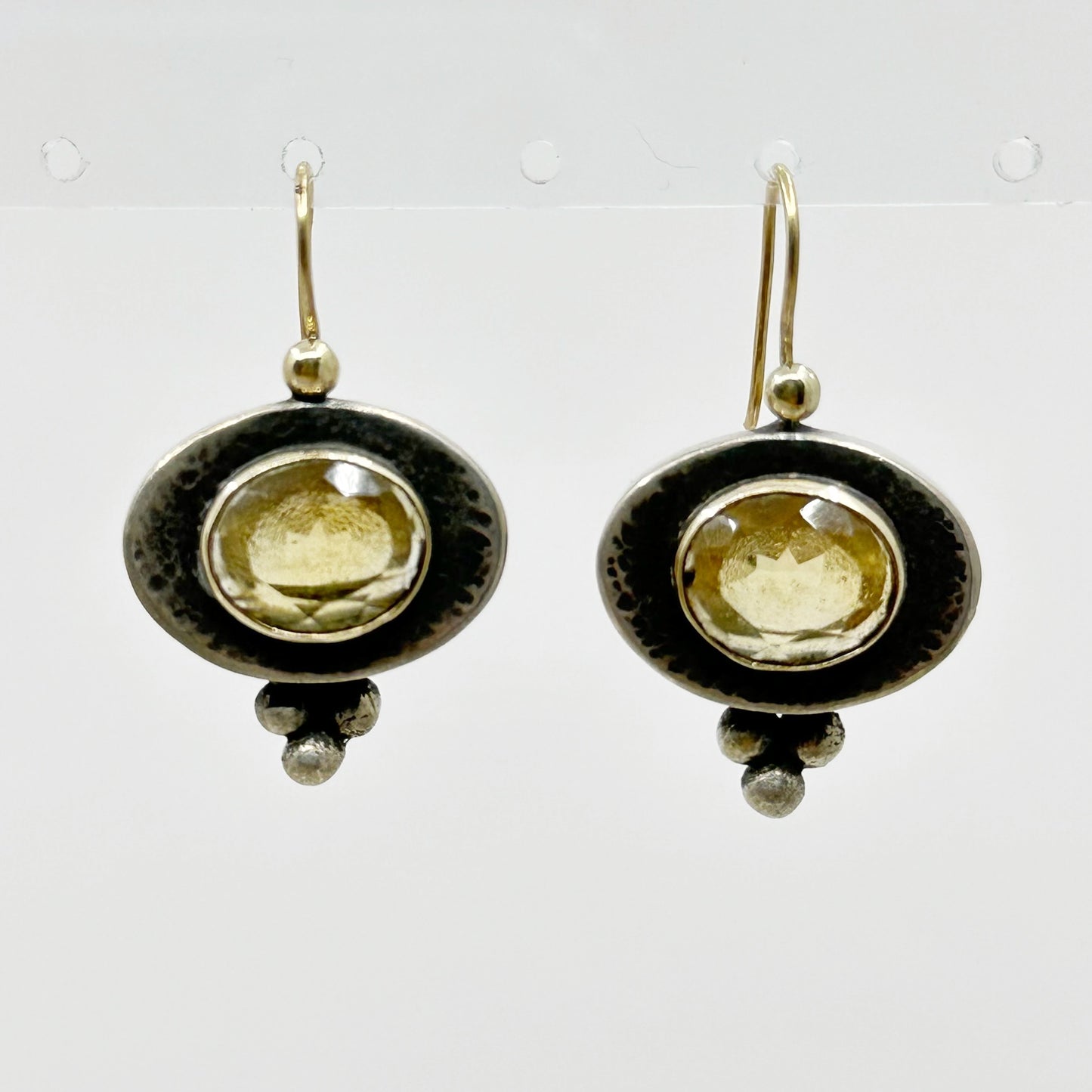 14k gold & Sterling silver citrine earrings