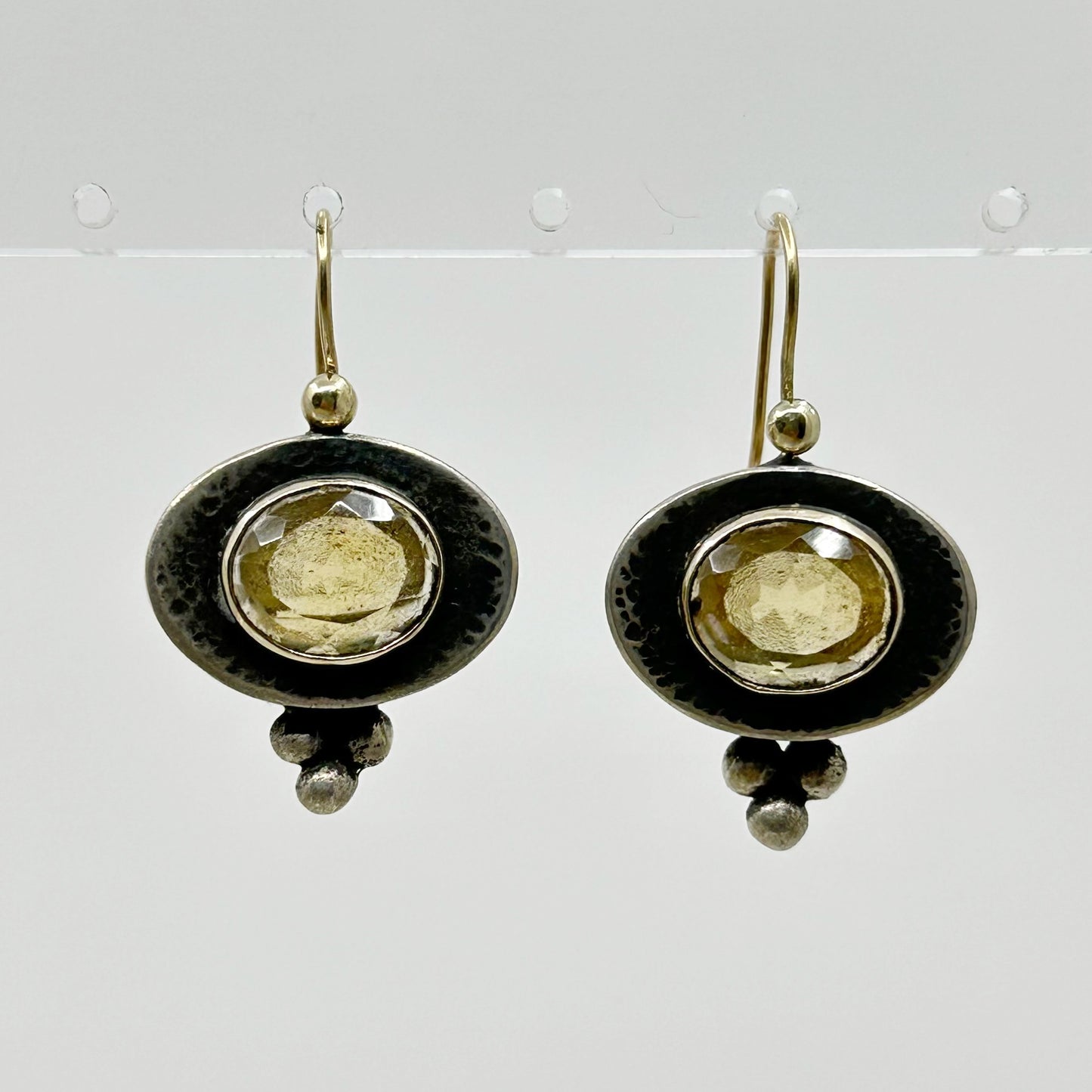 14k gold & Sterling silver citrine earrings