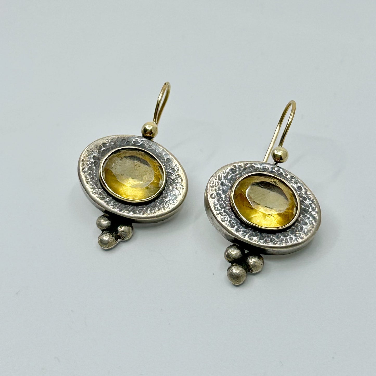 14k gold & Sterling silver citrine earrings