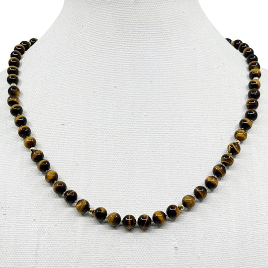 14k Gold tiger eye bead necklace