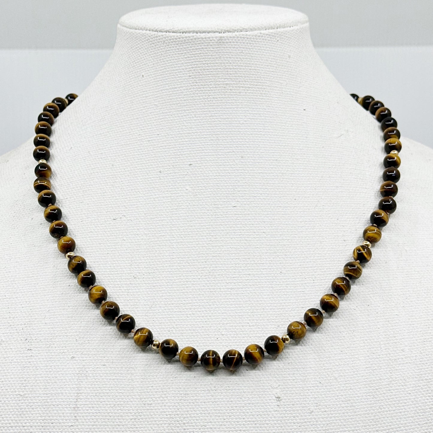 14k Gold tiger eye bead necklace