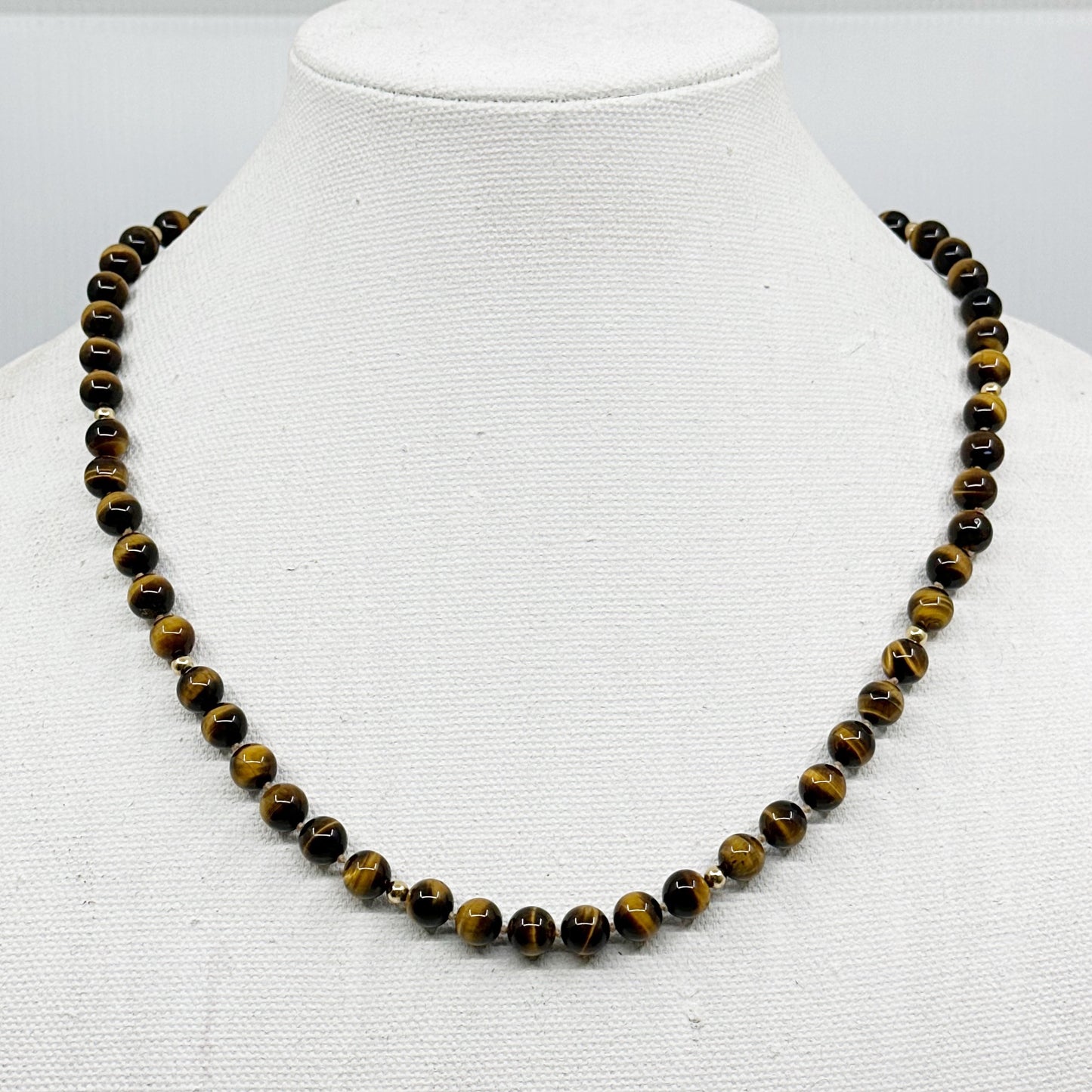 14k Gold tiger eye bead necklace