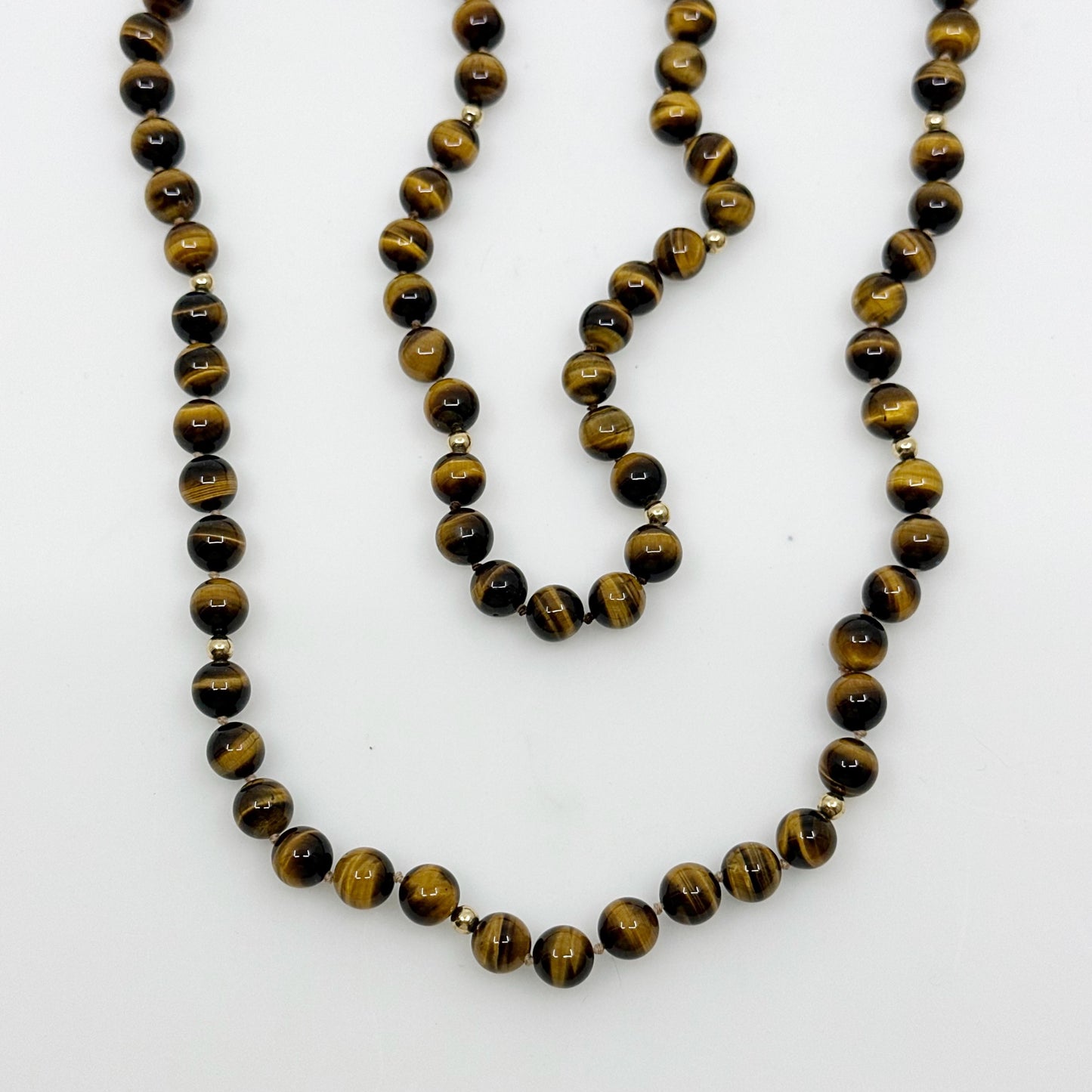 14k Gold tiger eye bead necklace