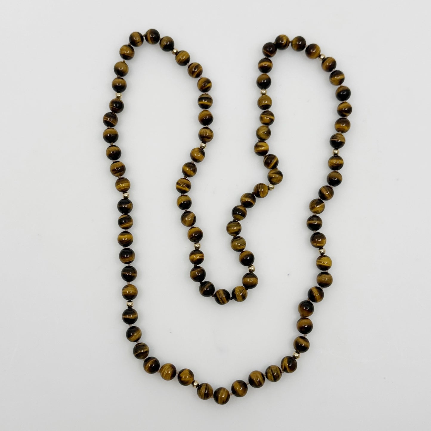 14k Gold tiger eye bead necklace