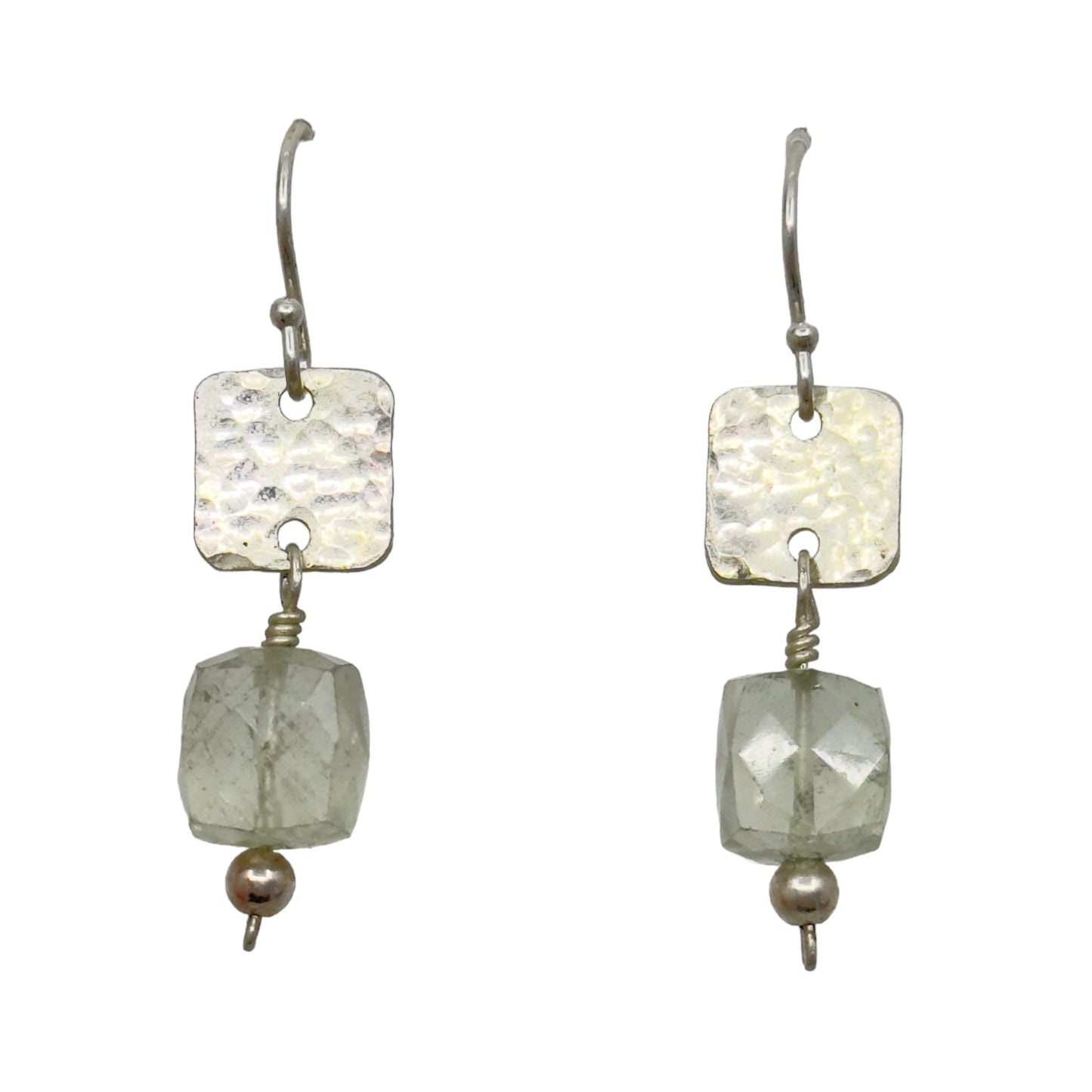 Hand Made sterling silver Prasiolite bead earrings