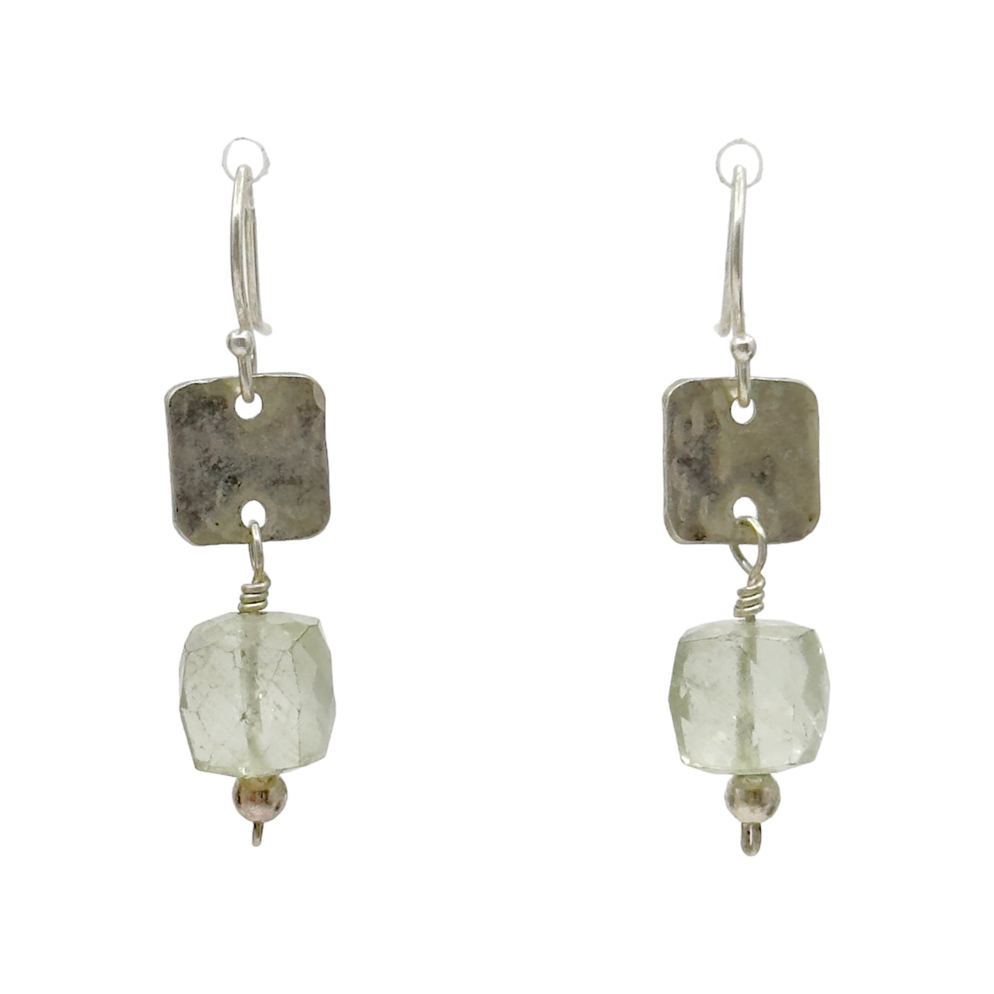 Hand Made sterling silver Prasiolite bead earrings