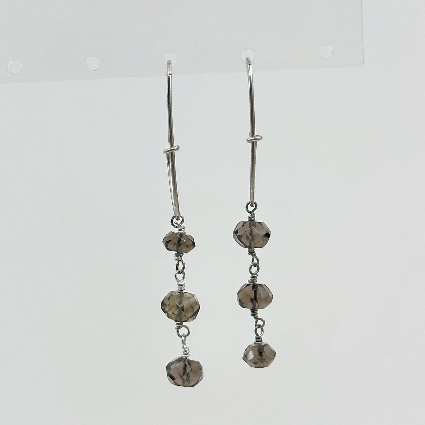 Hand Made Sterling silver smoky quartz earrings