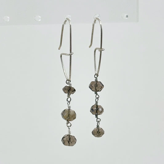 Hand Made Sterling silver smoky quartz earrings