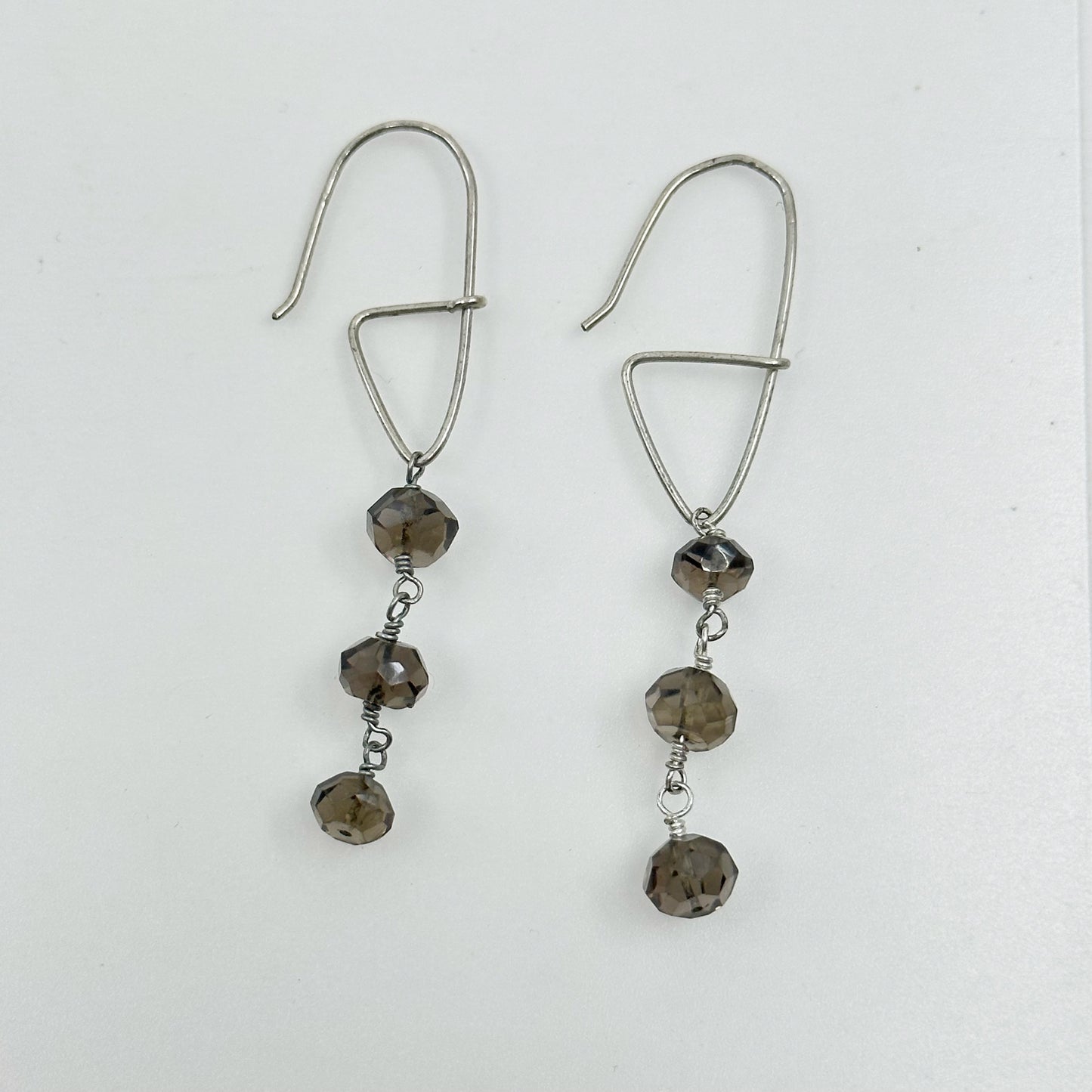 Hand Made Sterling silver smoky quartz earrings