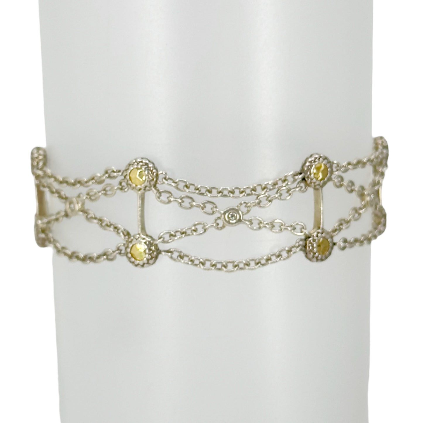 18k gold & Sterling silver diamond link bracelet