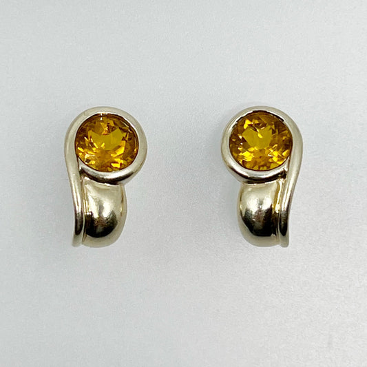 Gold vermeil sterling silver citrine earrings