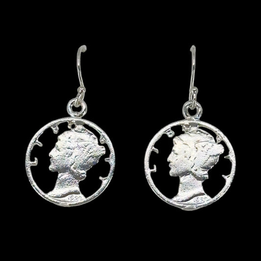 Repro Sterling silver 1927 Mercury Dime earrings