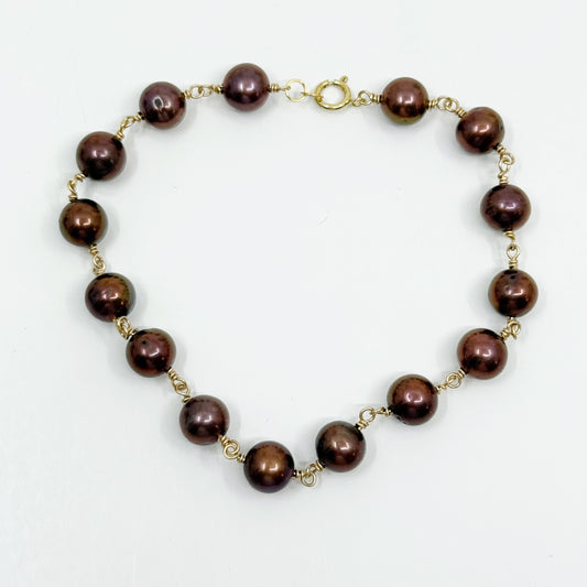 Hand Made 14k gold filled freshwater pearl bracelet
