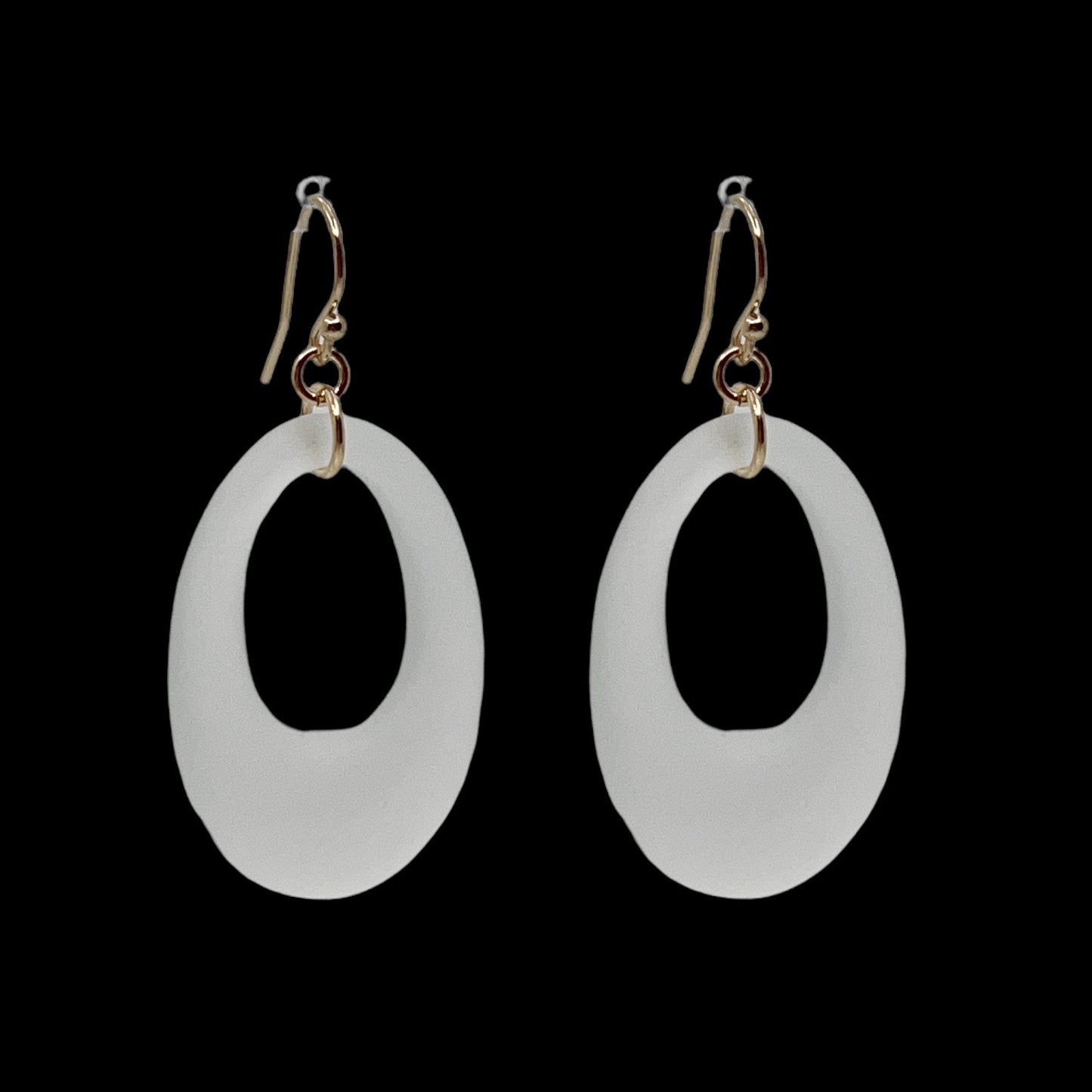 14k Gold  Filled frosted rock crystal hoop earrings