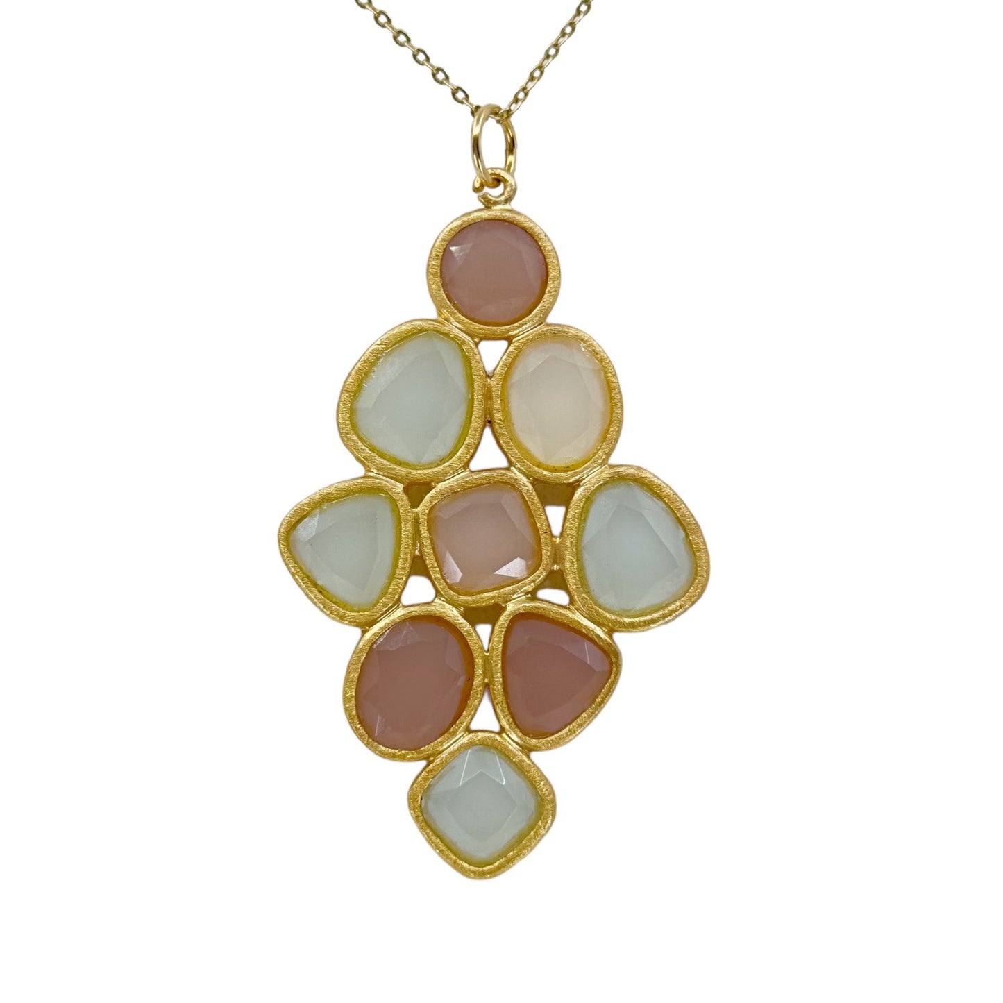 Gold Vermeil Sterling silver chalcedony & Rose Quartz pendant