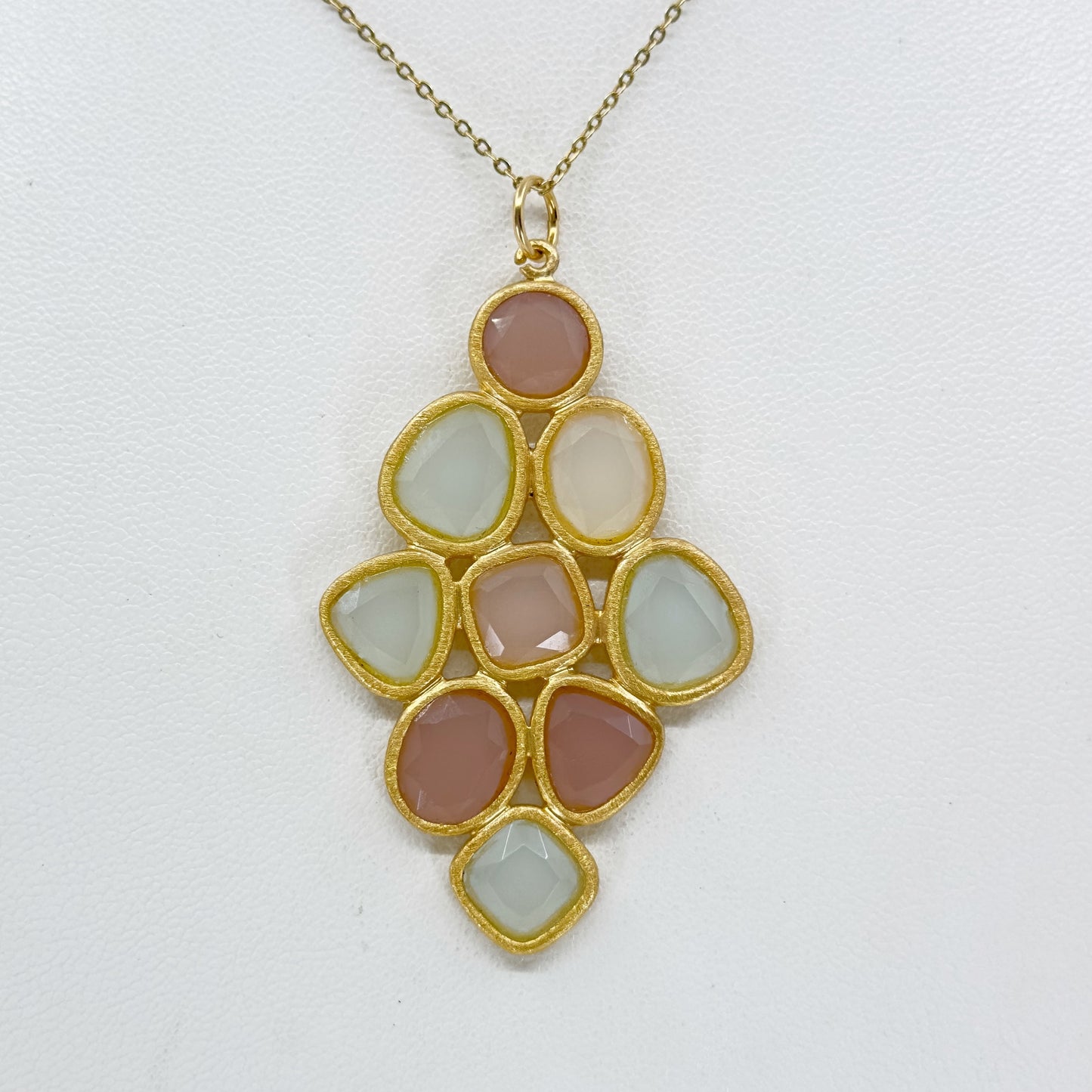 Gold Vermeil Sterling silver chalcedony & Rose Quartz pendant