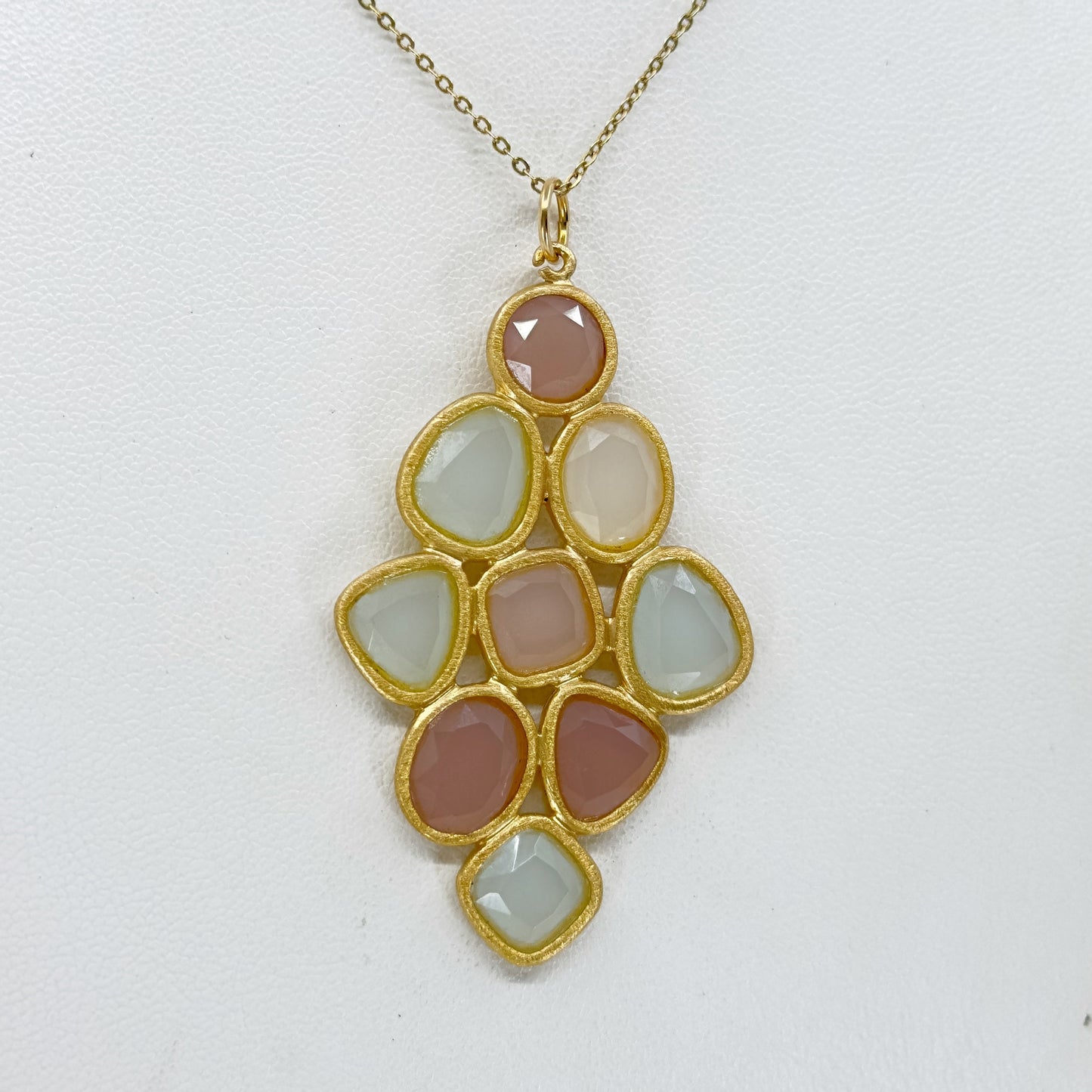 Gold Vermeil Sterling silver chalcedony & Rose Quartz pendant