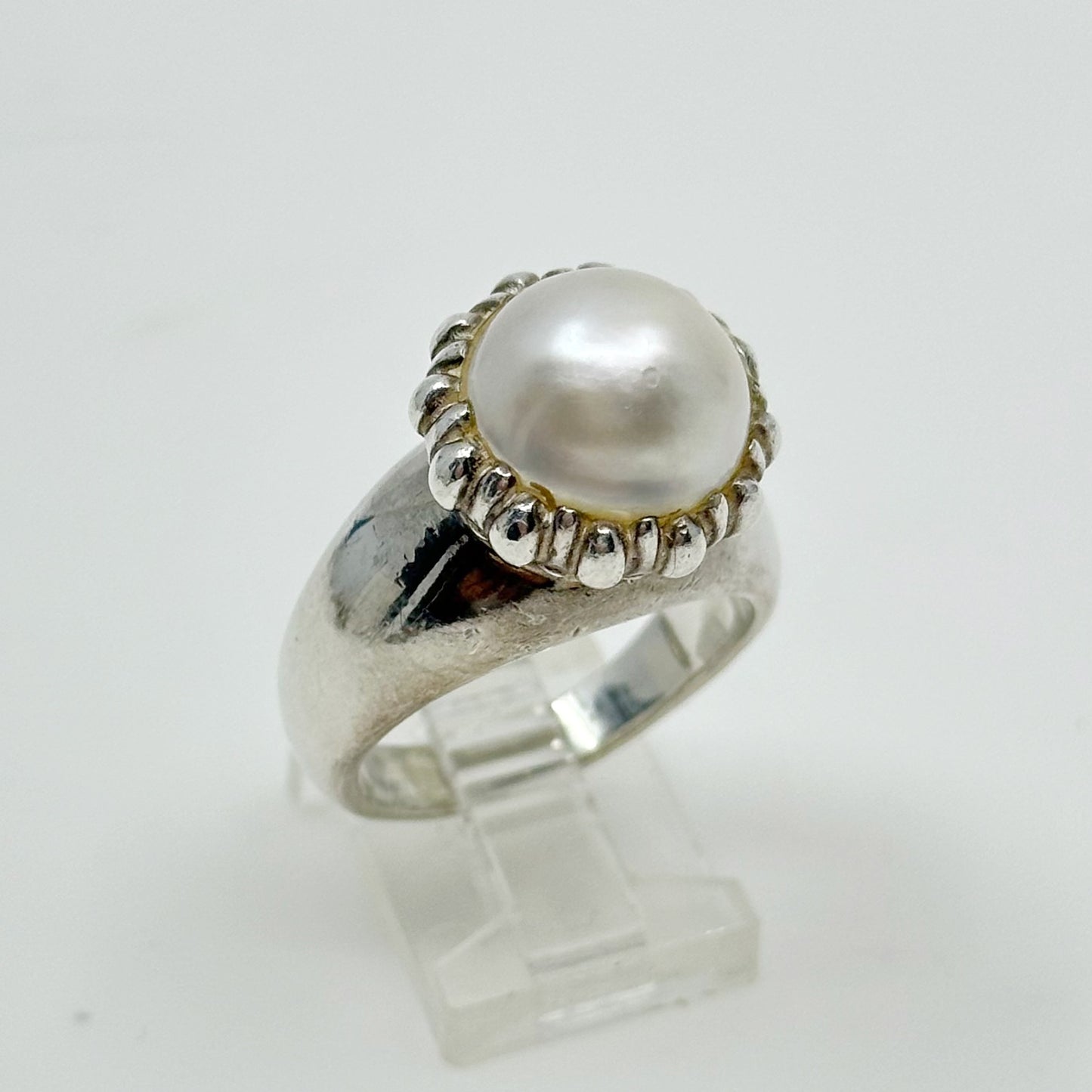 Sterling silver Mabe pearl ring