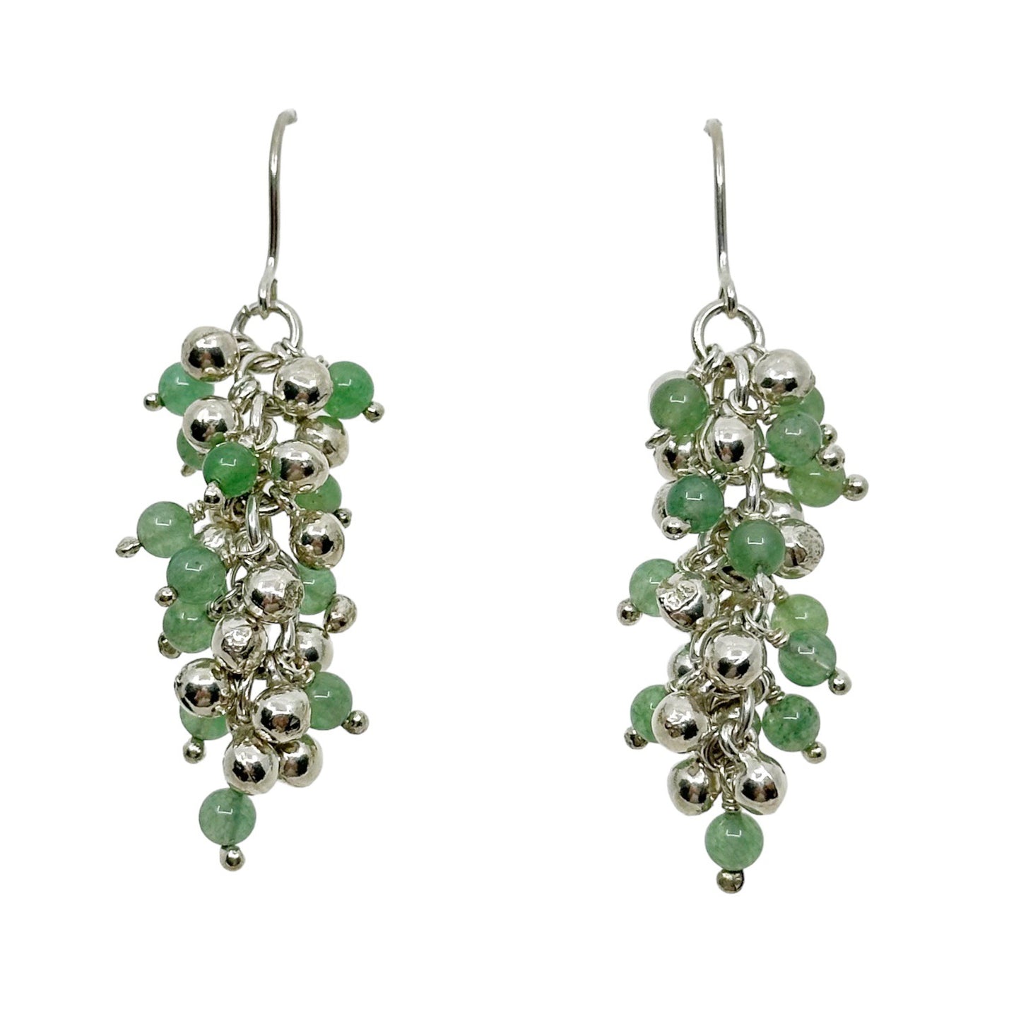 sterling silver Aventurine bead drop earrings