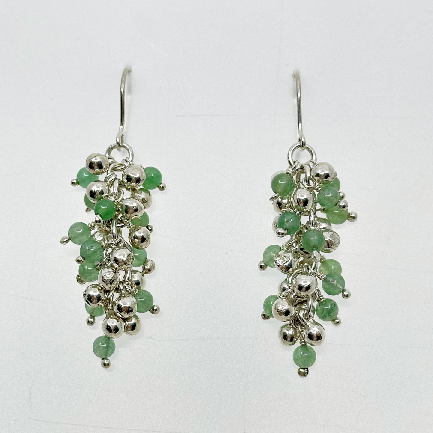 sterling silver Aventurine bead drop earrings