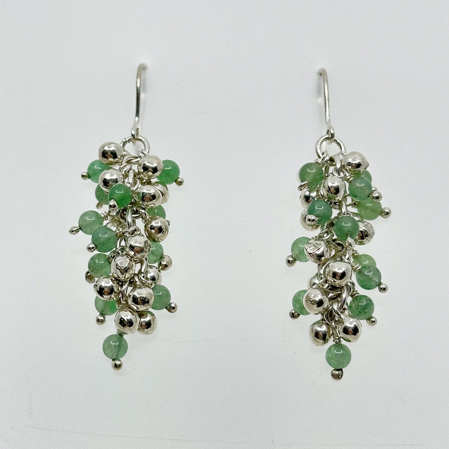 sterling silver Aventurine bead drop earrings