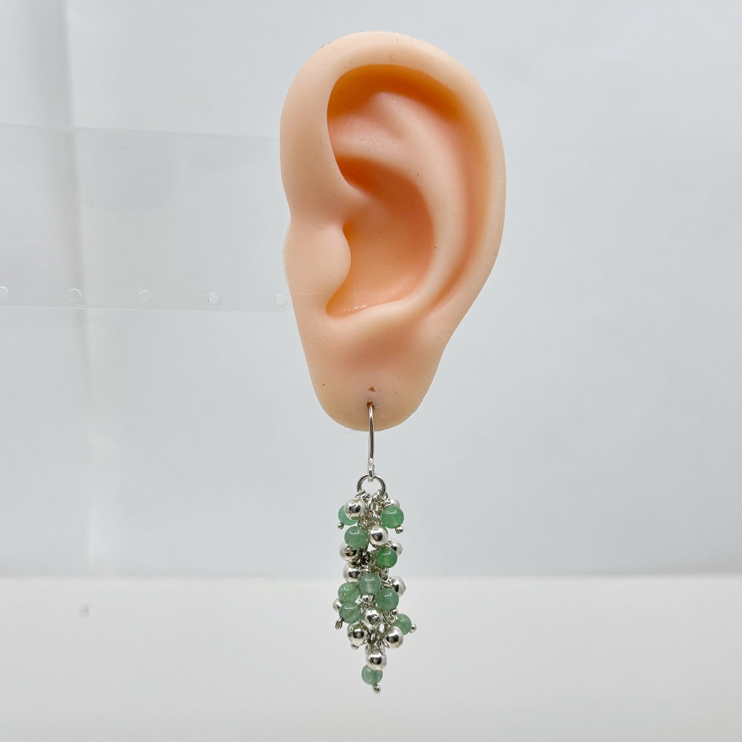 sterling silver Aventurine bead drop earrings