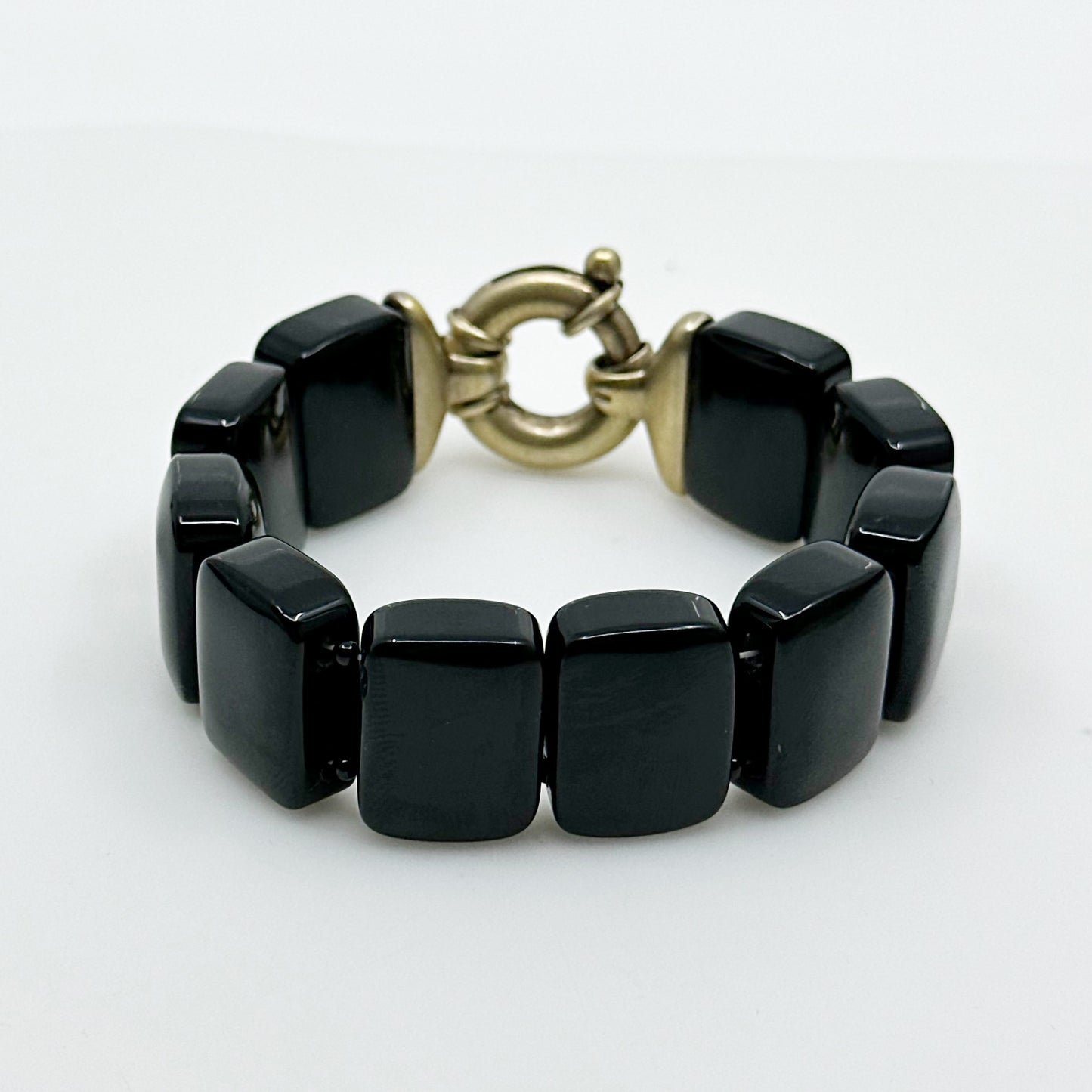 Gold Vermeil sterling silver onyx  bracelet