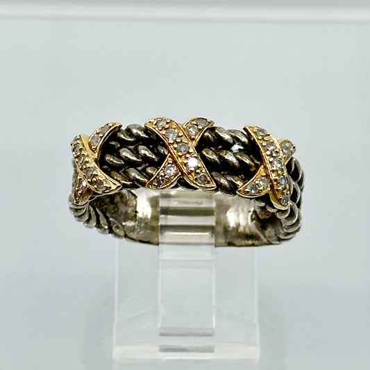 14k gold & Sterling silver diamond band ring