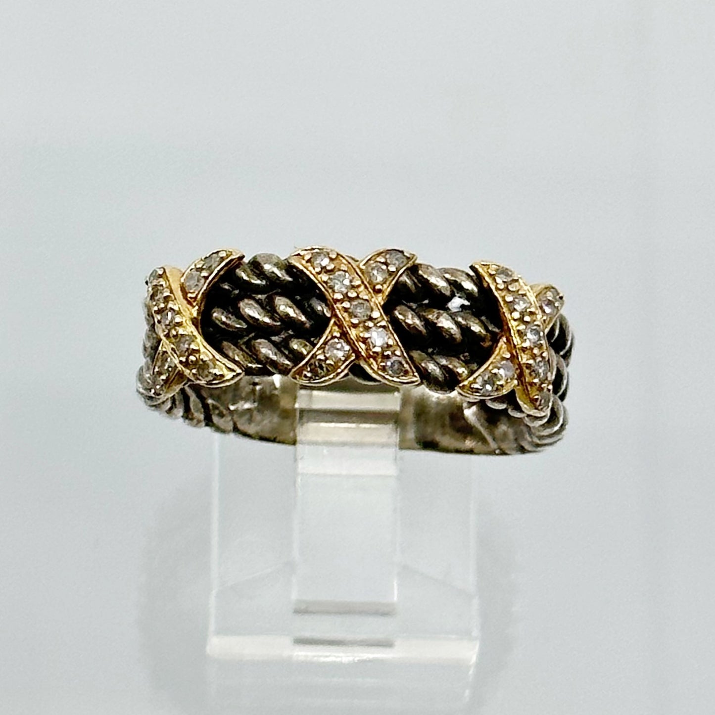 14k gold & Sterling silver diamond band ring