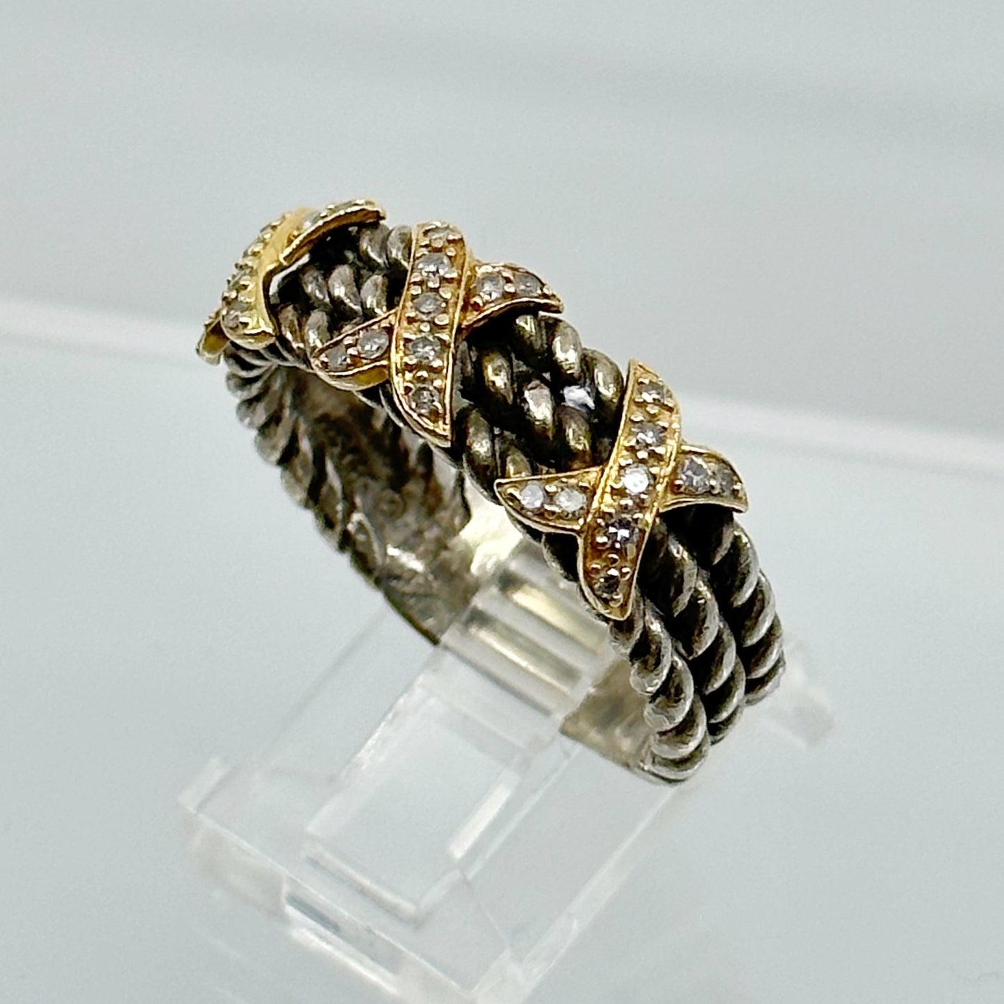 14k gold & Sterling silver diamond band ring