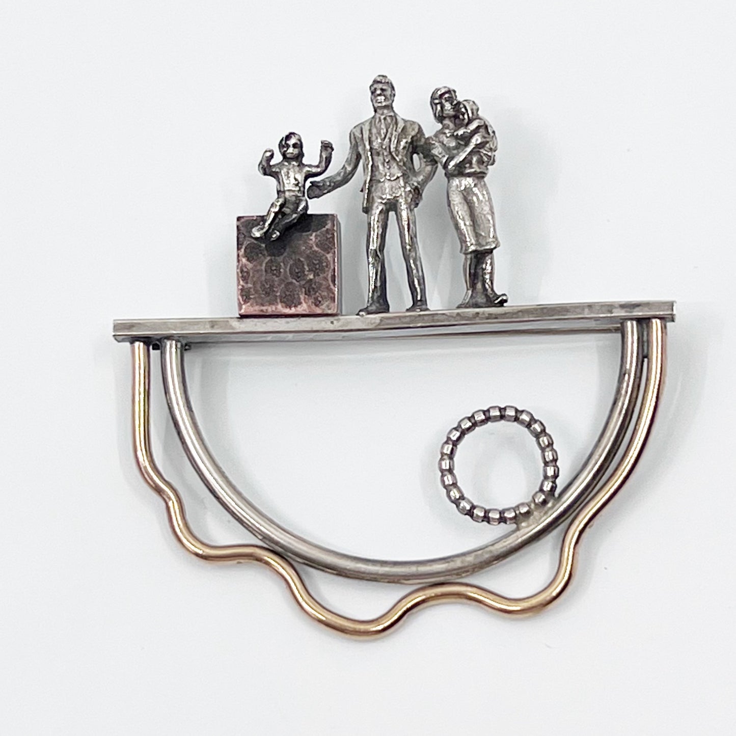 Vintage MASO sterling silver family brooch