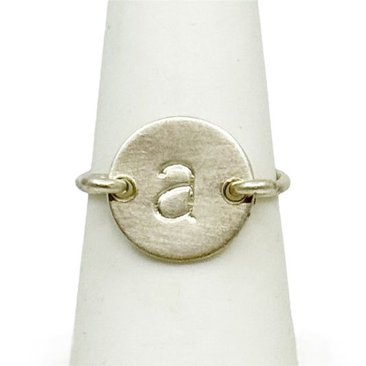 Hand Made Sterling silver A Initial disk Ring