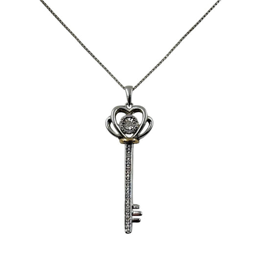 10k gold & sterling silver diamond key pendant - GM973