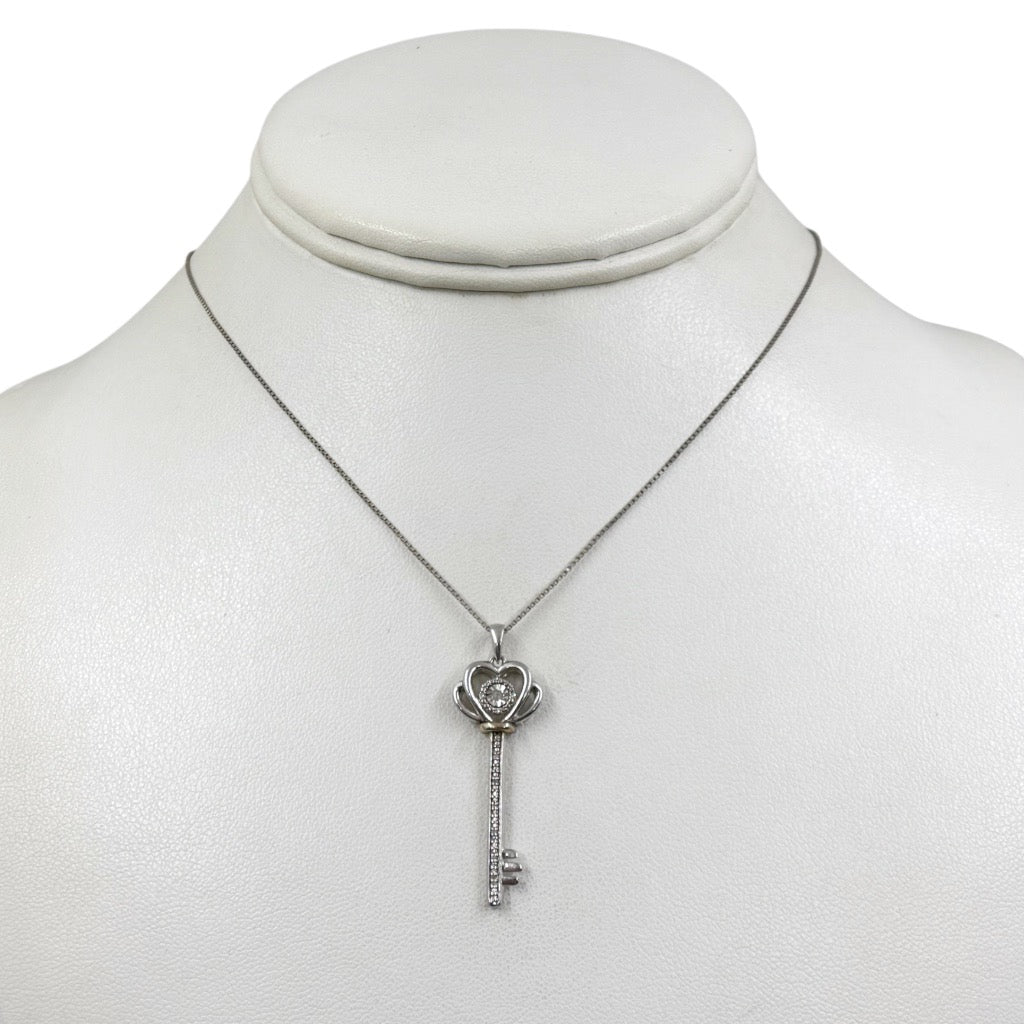 10k gold & sterling silver diamond key pendant - GM973