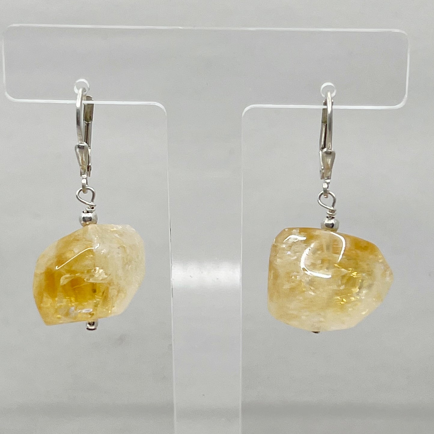 sterling silver citrine bead earrings