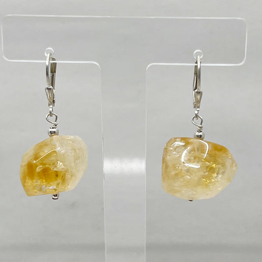 sterling silver citrine bead earrings