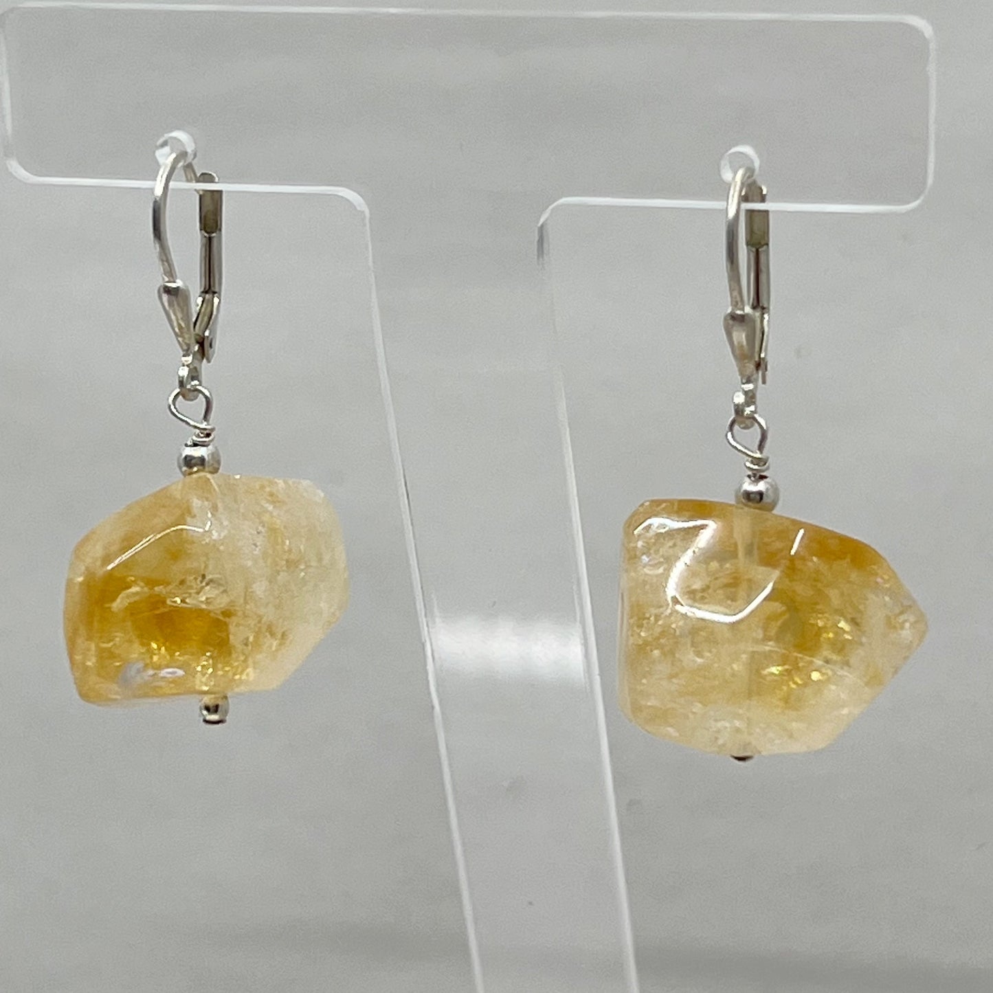 sterling silver citrine bead earrings