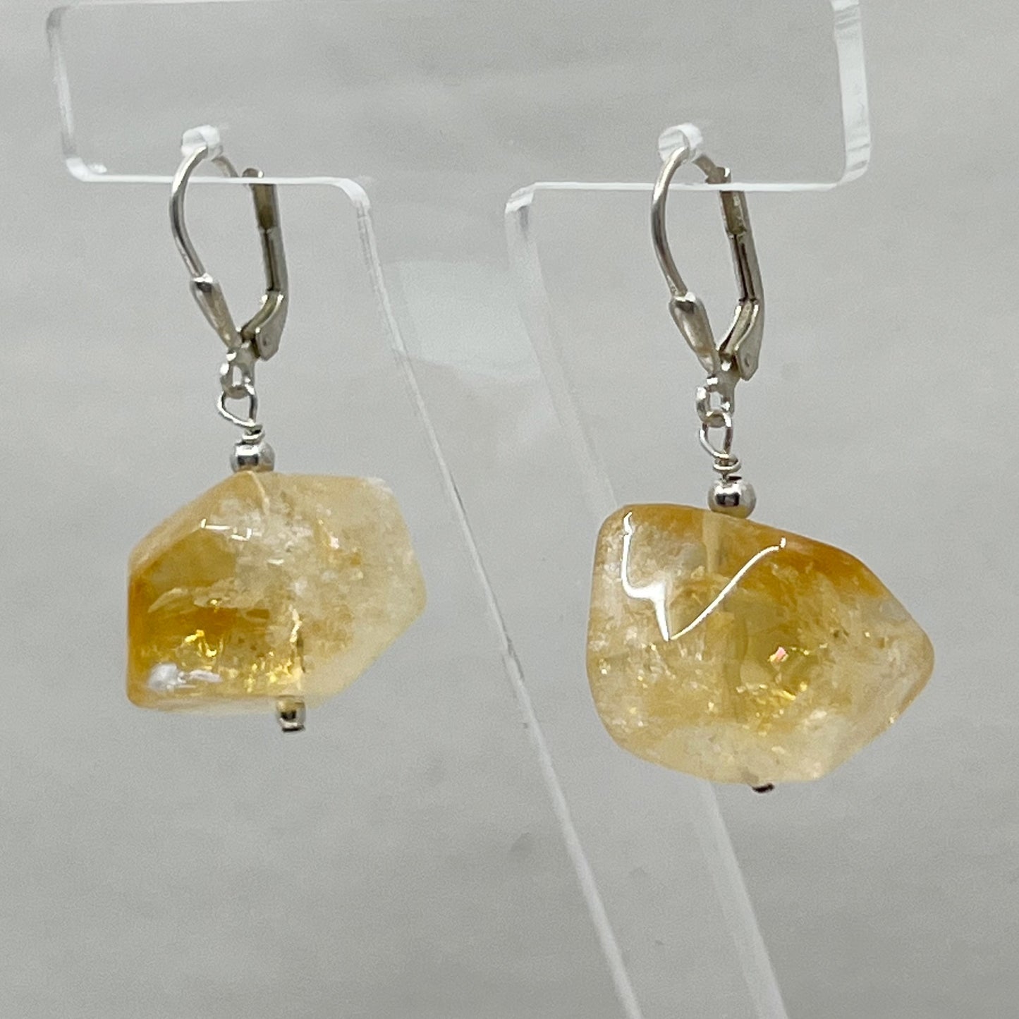 sterling silver citrine bead earrings