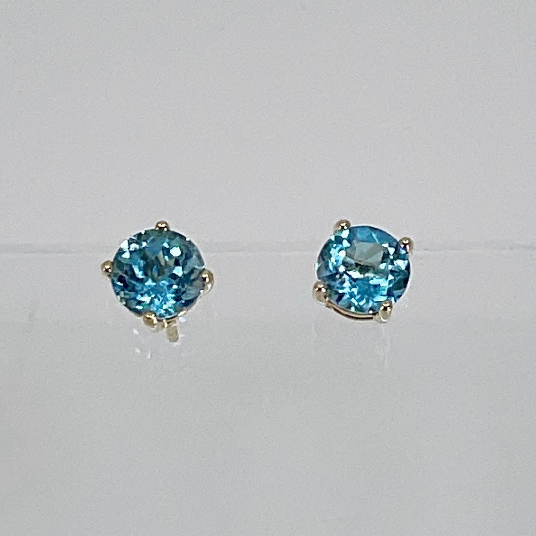 Gold Vermeil Sterling silver blue topaz stud earrings